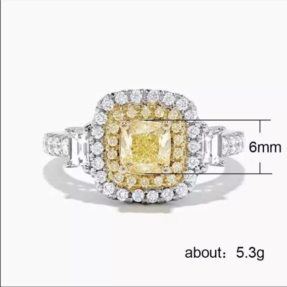 New 925 Silver Square Shape Citrine Party Ring - Picture 6 of 6